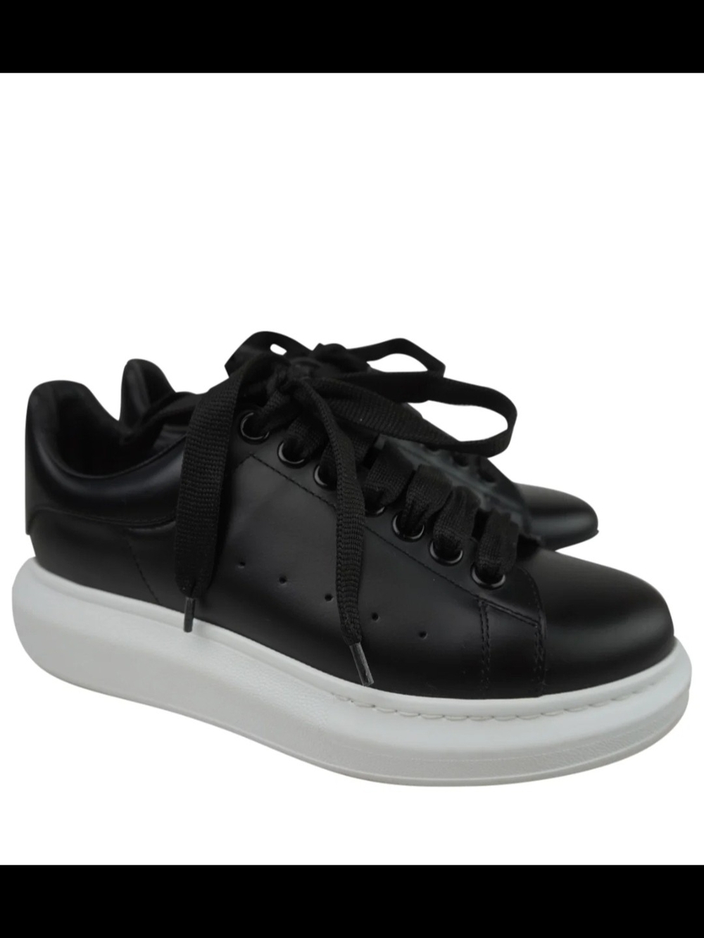 Alexander McQueen Black and White Platform Sneakers with Gold Logo